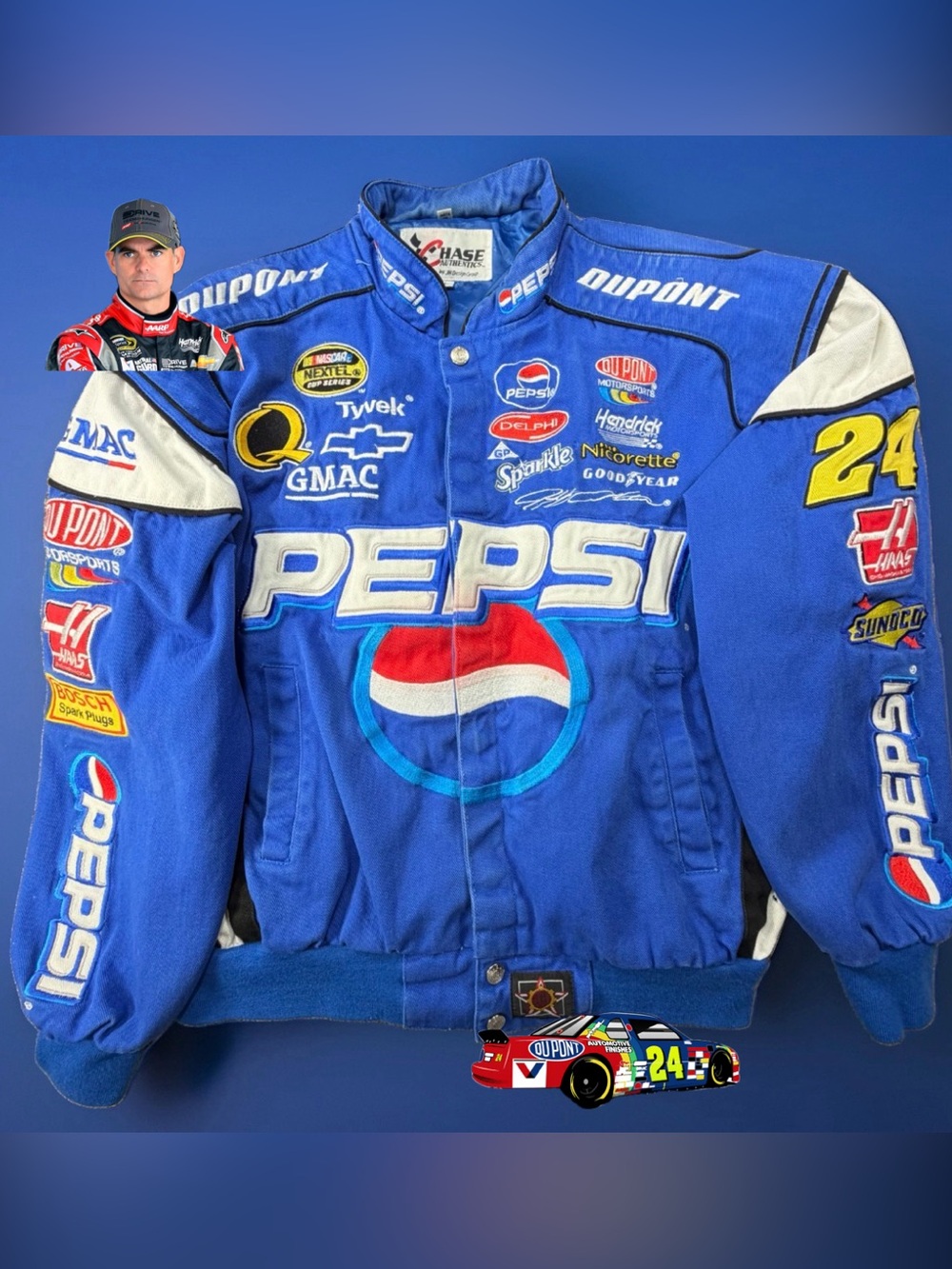 Jeff Gordon Jacket 24 Pepsi NASCAR Mens L JH Design Chase Authentics 26x24 Blue